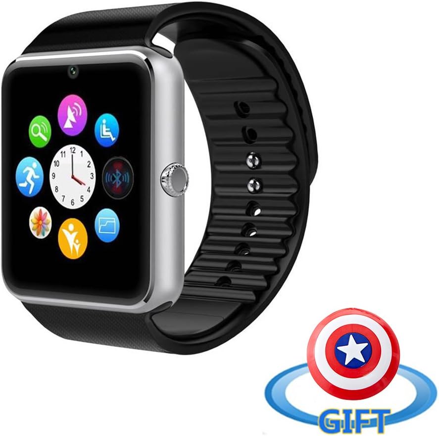 VALLENN Water Resistant Smart Watch Anti Lost and Handfree for Android 4.2 or above and Iphone 5s/6/6s/7/7s (Silver)