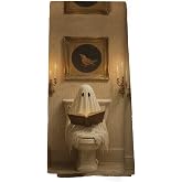 XPH Halloween Ghost Hand Towels for Bathroom 16x24inch | Dark Academia Ghost Reading on Toilet Decorative Hand Towels for Bathroom Washroom, Spooky Halloween Bathroom Decor