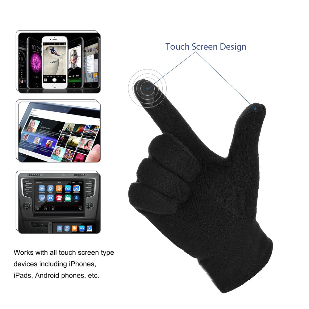 Vbiger Touchscreen Handschuhe Winter Handschuhe Outdoor Handschuhe für Herren, Schwarz-1, L