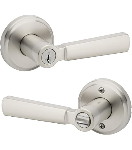 Kwikset Trafford Entry Door Handle with Lock and Key, Secure Keyed
