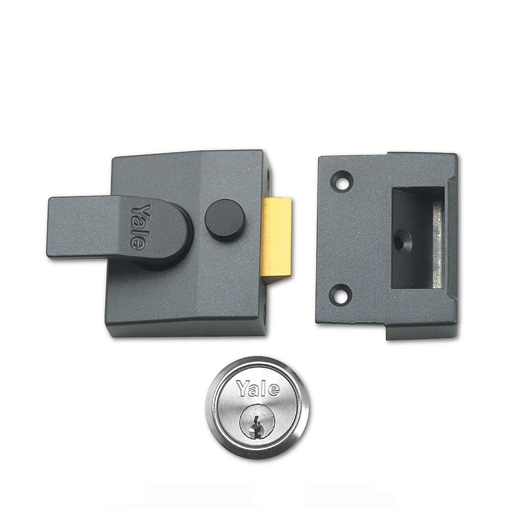 YALE YAL85DMGSC B-85-DMG-SC-40 Nightlatch Dark Metallic Finish, High Security with Automatic Deadlock, Gray, 40