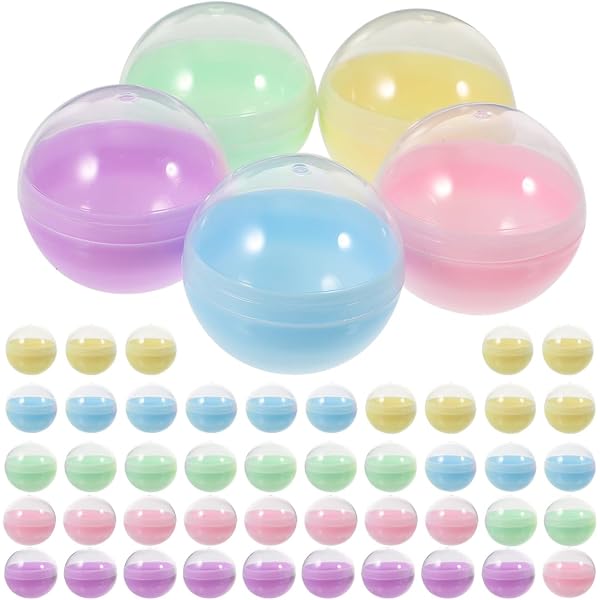 Entervending Cápsulas redondas vacías de 2 pulgadas, cápsulas heladas de colores, 50 unidades, cápsulas a granel de 7 colores para máquinas de chicles de juguete, recipientes de plástico, sorpresa Entervending Cápsulas redondas vacías de 2 pulgadas, cápsulas heladas de colores, 50 unidades, cápsulas a granel de 7 colores para máquinas de chicles de juguete, recipientes de plástico, sorpresa