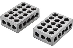 TINVHY 1 x 2 x 3 Inch Blocks Matched Pair 23 Holes Hardened Steel HRC 57-62 123 Precision Machinist Set Up Blocks