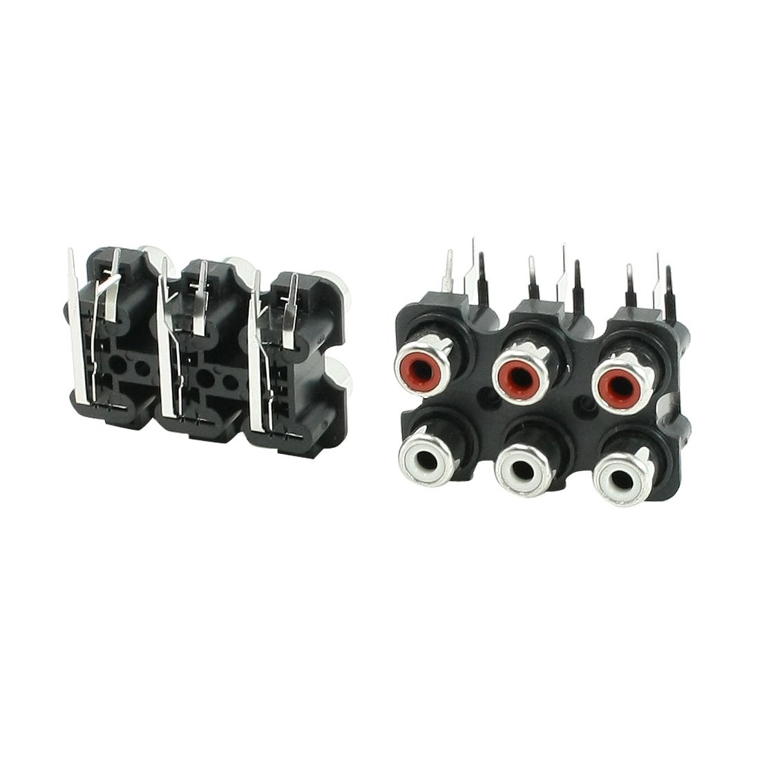 Sourcingmap 2 Pcs 6 RCA PCB Mount Female Outlet Jack Connector Socket Black