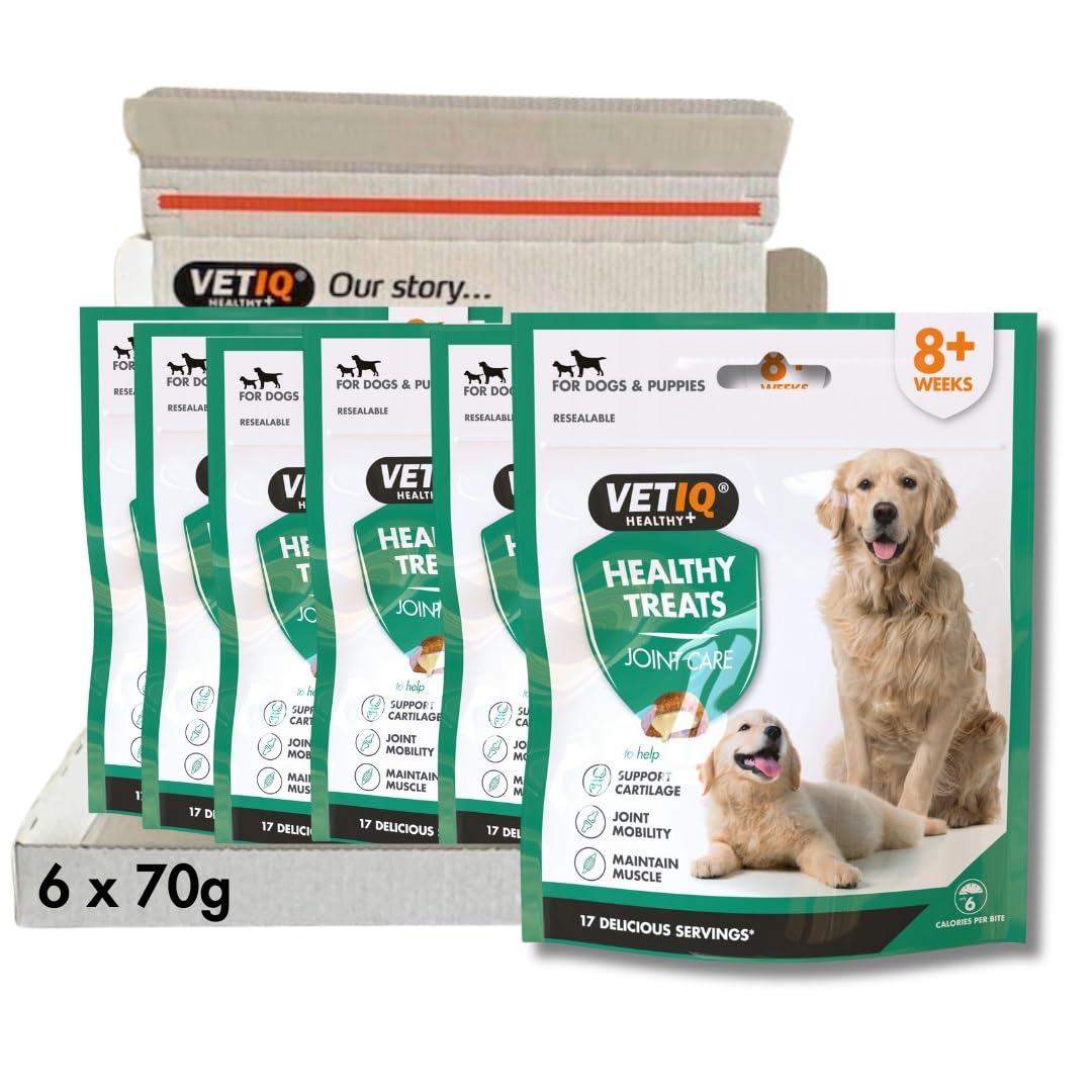 VetIQ Healthy Treats Joint & Hip Care, 6x 70g, Natural Dog Treats with Glucosamine, Chondroitin & MSM