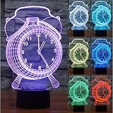 ZLTFashion 3D Visual Optical Illusion Colorful LED Table Lamp Touch Cool Design Night Light Christmas Prank Gifts Romantic Holiday Creative Gadget (Clock)