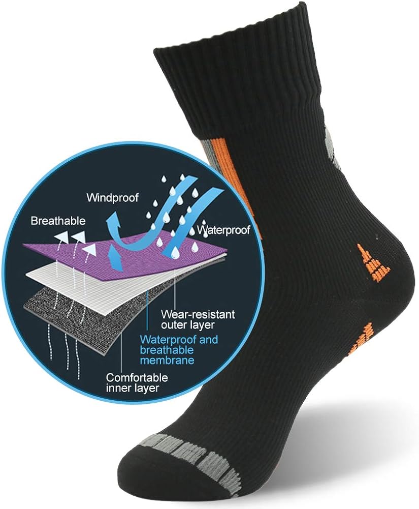 RANDY SUN 100% Waterproof Socks, Unisex Hiking Wading Trail Running Skiing Crew Socks : Clothing