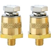 Ampper M8 Thread Male Brass Battery Terminal Charging Posts Adapter, 2 Pc | METRIC M8 Battery Terminal Charging Posts, Battery Post Adapter (+/-) with M8 Top Bolts for Battery Charging &amp; Post Extension