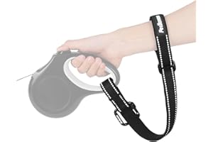 PetBonus Dog Leash Wrist Strap, Safety Strap for Retractable Leash, Lockable Reflective Short Dog Walking Lead with Adjustabl