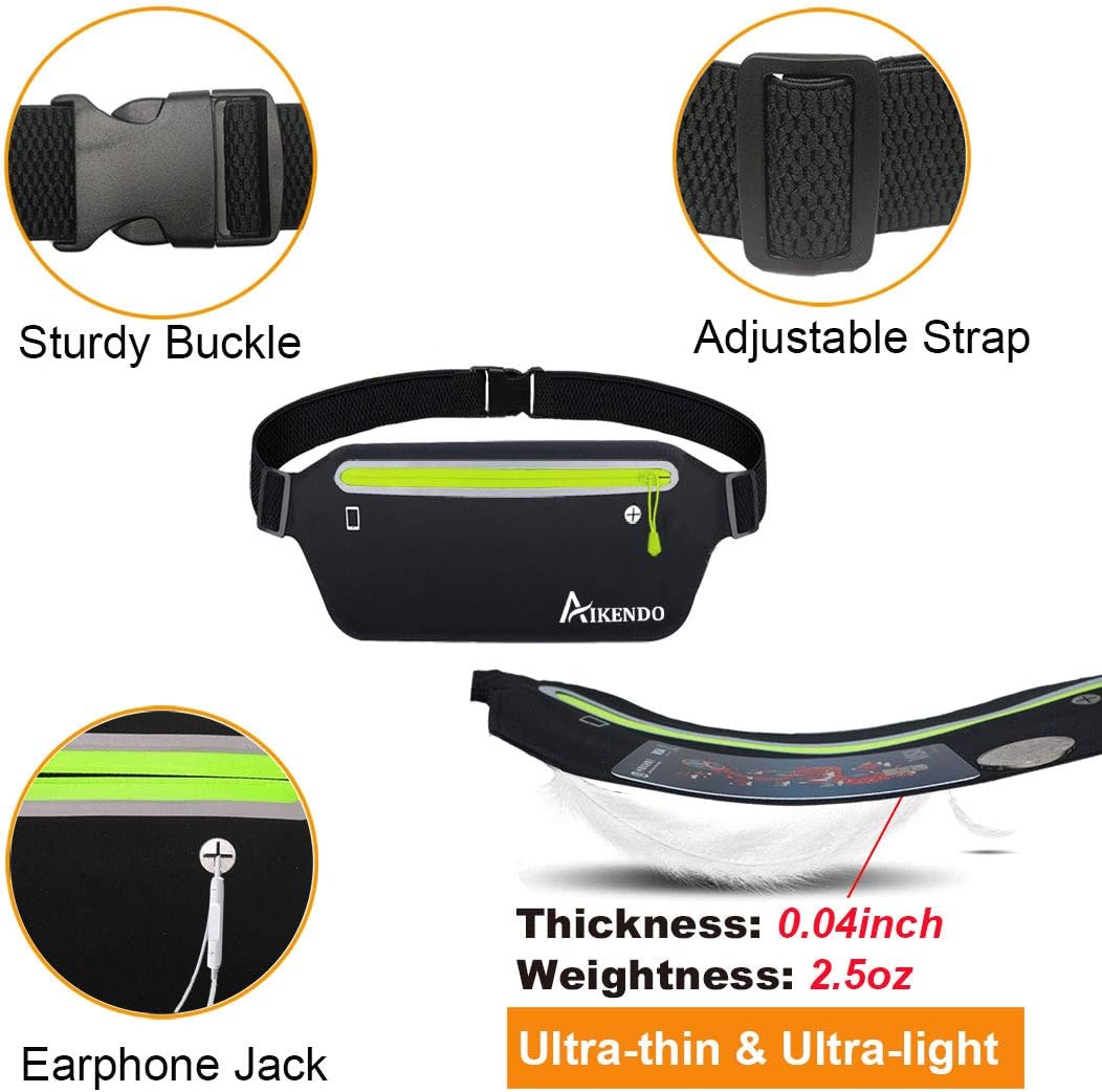 AIKENDO Slim Running Belt Fanny Pack, Fitness Waist Pouch Bag Exercis Gym Waist Pack, Jogging Belt Runners for iPhone XS Max XR 8 7 plus Samsung Note, Workout Running Accessories Phone Holder for Running : Sports & Outdoors
