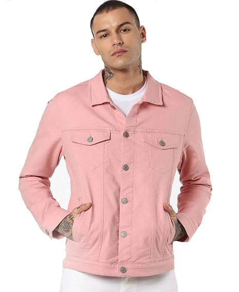 baby pink denim jacket for men