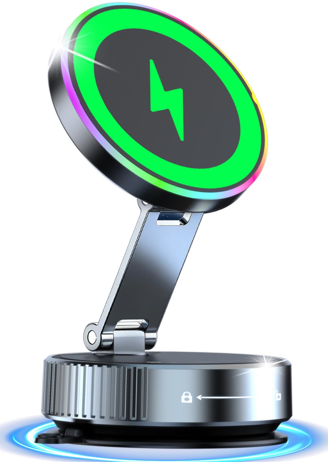 for Magsafe Car Mount Charger, 15W Fast Charging Wireless Car Charger [120LBS Suction &3800gf Magnet] 780° Adjustable, Vacuum Magnetic Phone Holder for Your Car for iPhone & Android, Metal Stand Rotor