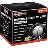 8 Pack Baseball Display Cases - UV Protected Acrylic Square Baseball Holder, Official Size Baseball Display Boxes, Clear Display Cube Baseball Memorabilia Showcase Autographed Ball Protector