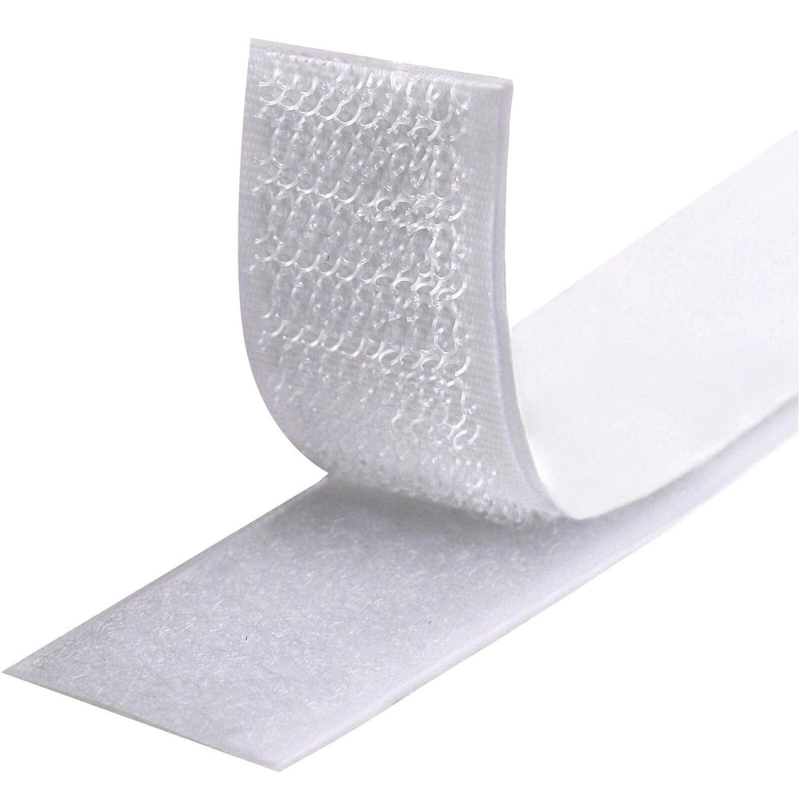 Fesoar Hook and Loop Strip Tape, Double Sided Self Adhesive Sticky Back Fastening Tape (20 mm x 8 m, White)