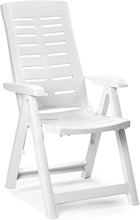 Amazon De Mojawo Hochlehner Klappstuhl Campingsessel Fur Terrasse Garten Balkon Und Camping 5 Fach Verstellbarer Gartenstuhl Positionsstuhl Weiss