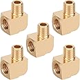 Boeray 5pcs Brass Fittings 90 Degree Barstock Street Elbow 1/8" NPT Male to Female Pipe Forged Brass Elbow
