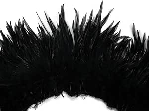 Moonlight Feather | 4 Inch Strip - Black Strung Rooster Neck Hackle Feathers Craft Fly Tying Costume Supplier