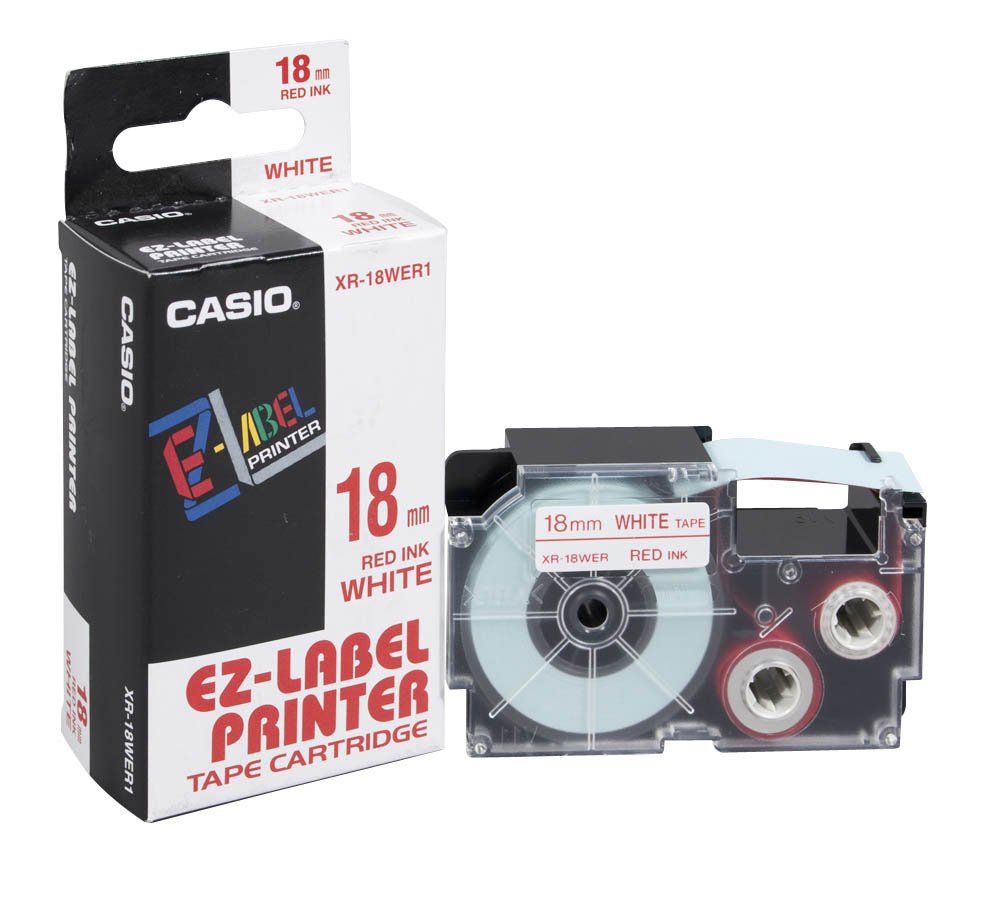 Casio Europe XR-18WER1 Ink Ribbon 18 mm Red on White