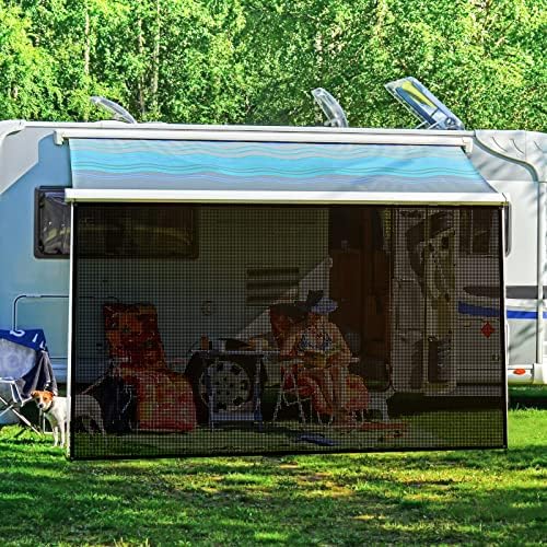 RVINGPRO RV Awning Shade Screen 8'x 15'3" RV Awning Sun Shade Kit Black Mesh Sun Blocker Provide