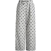 SHENHE Women's Wide Leg Polka Dots Pants Drawstring Elastic Waist Casual Palazzo Travel Pants