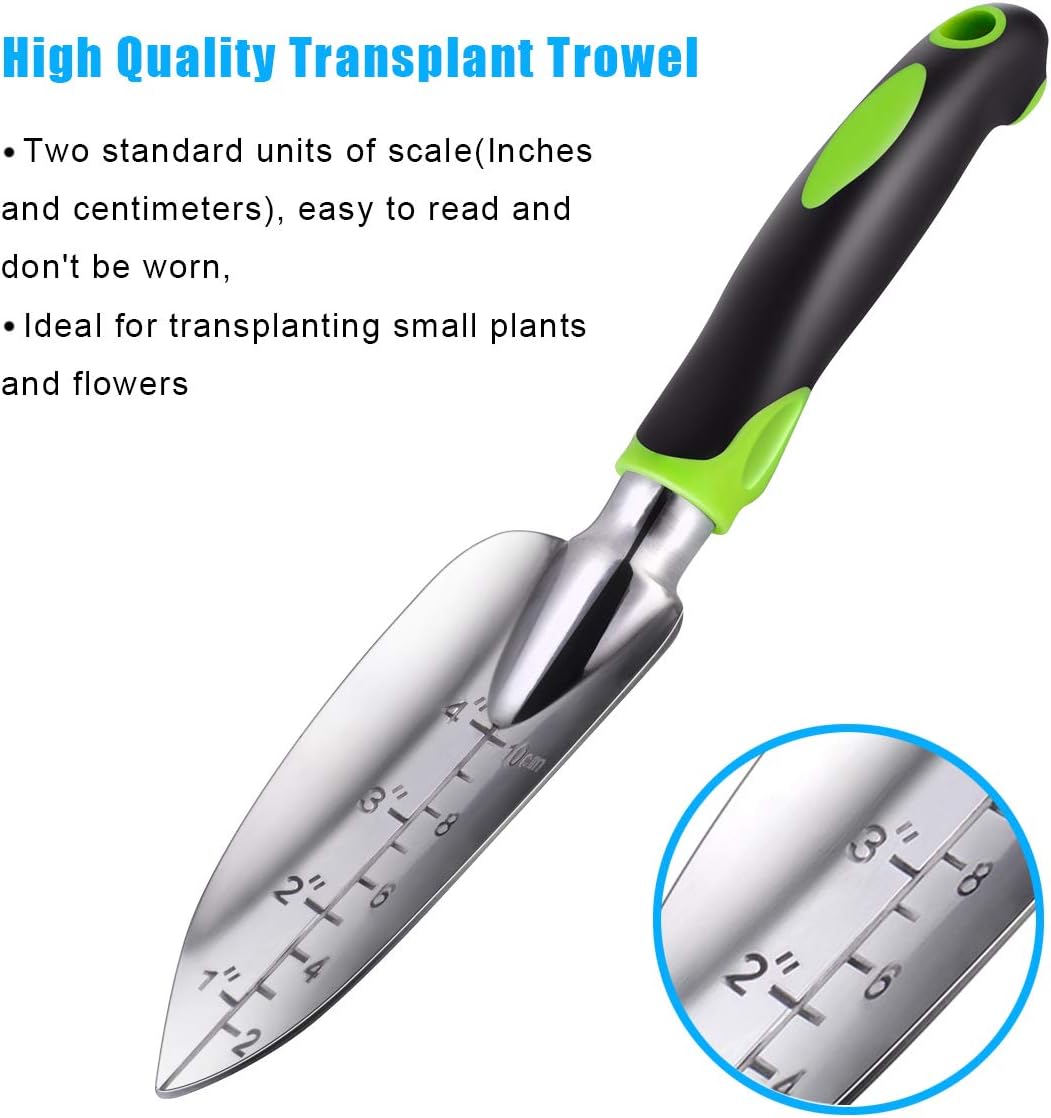 ZUZUAN Garden Tool Set, 5 Piece Aluminum Gardening Shovel Gifts Kit Includes Hand Trowel, Transplant Trowel, Cultivator, Hand Rake, and Weeder with Non-Slip Ergonomic Rubber Grip for Men and Women : Garden & Outdoor
