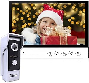 AMOCAM Wired Video Doorbell Intercom System, 9 Inches Monitor Video Doorbell Door Phone Kits with HD Camera Support Unlock, Monitoring, Dual-Way Intercom for Villa Home Office Apartment