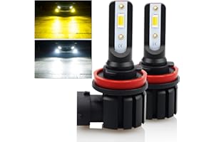 D-Lumina H11 H8 H16 Switchback LED Fog Light Bulbs, 8000 Lumens 40W 300% Brightness Dual Color 6000K Xenon White/3000K Golden Yellow, Super Bright LED Fog Light DRL Bulb Upgrade Replacement, Pack of 2