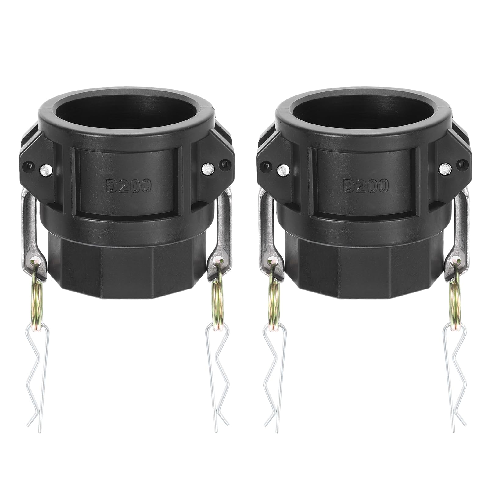 PATIKIL Poly Cam Lock Fittings, 2 Pcs 2" Part D Female Adapter x Female Thread Cam Groove Hose Fittings Polypropylene Cam Lock Fittings, Black