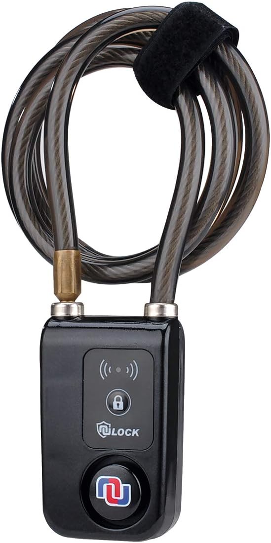 Nulock Keyless Bluetooth Bike/Motorcycle/Gate Lock Ip44 Splash-Proof Cycling Lock With 110Db Alarm, 0.38" Diameter 47-Inch Braided Steel Cable