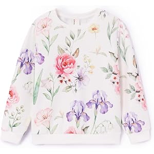 PATPAT Girls Sweatshirt Crewneck Cute Patterns Sweater Tops Casual Long Sleeve Pullover for Kids Toddler 3-10 Years