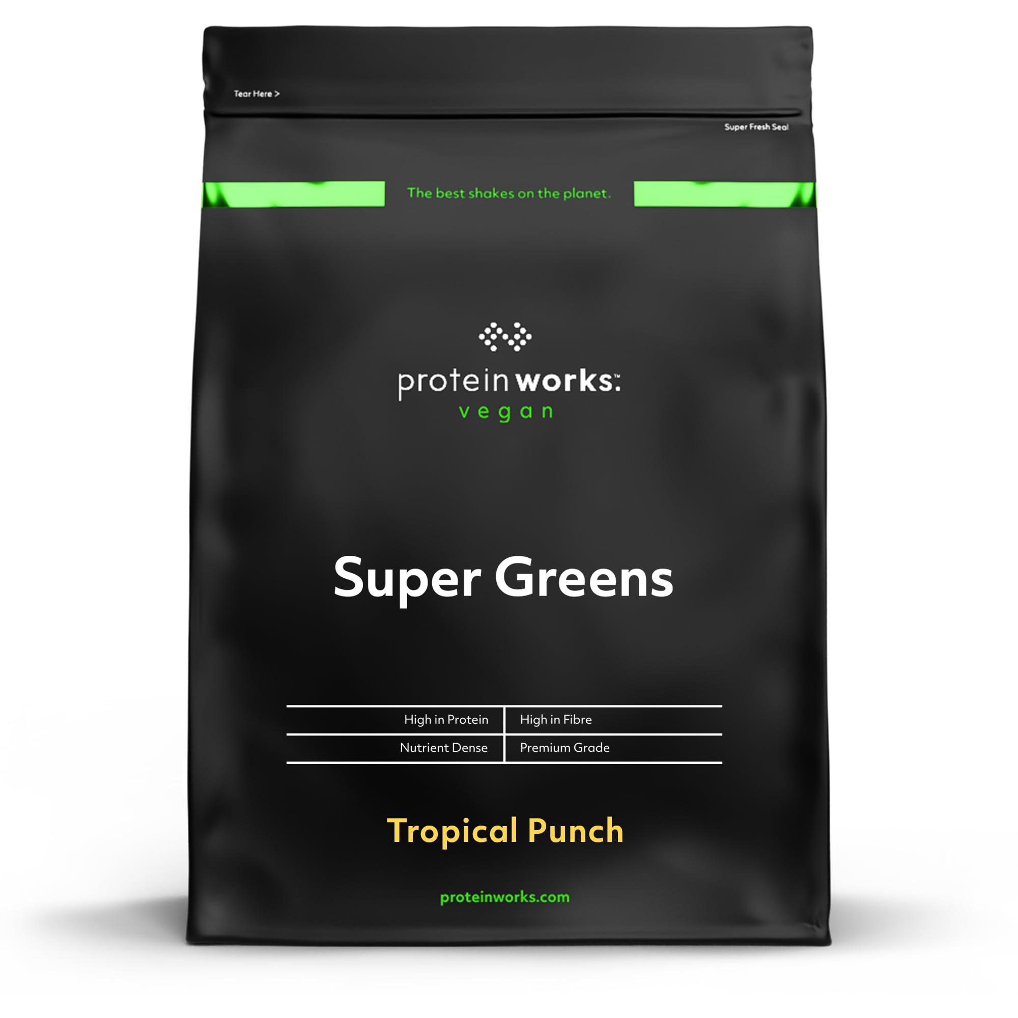 Protein Works - Super Greens Powder, Nutrient Dense Detox Shake, Supports Immune System, Vegan, 20 Shakes, Tropical Punch, 250g