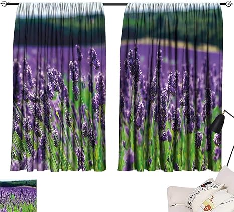 Amazon Ediyuneth レースカーテン ラベンダー パステルカラー クラシック ギンガムチェック柄 繊細な小さなブロッサム付き ラベンダーホワイト リビングルーム用寝室カーテン 72 X96 Inch W1cmxl245cm レースカーテン オンライン通販