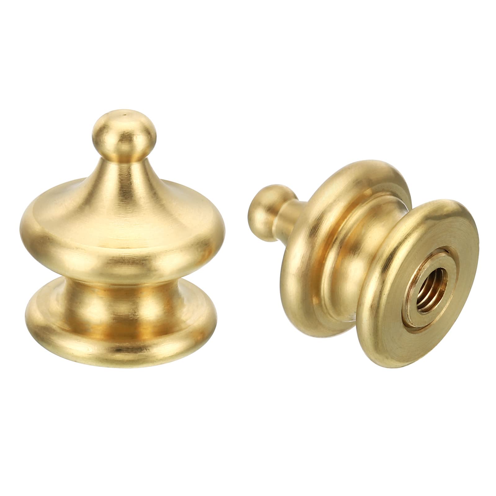 PATIKIL 1" Tall Brass Lamp Finials Cap Knob, 2 Set Lamp Screw Holder Tapped 1/4-27 for Table and Floor Lamp Shade Decorations