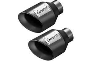 Upower 2.5" inlet Universal Diesel Exhaust Tip 4.5" Outlet 7" Long Black Powder Coated Finish Exhaust Tailpipe Weld-On Double