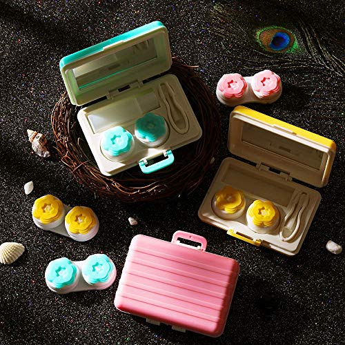 Wpxmer 3 Pack Cute Colorful Portable Travel Contact Lens Case - Contact Lens Case Kit Holder Mirror Box(Pink, Yellow and Blue) - Thumbnail 4