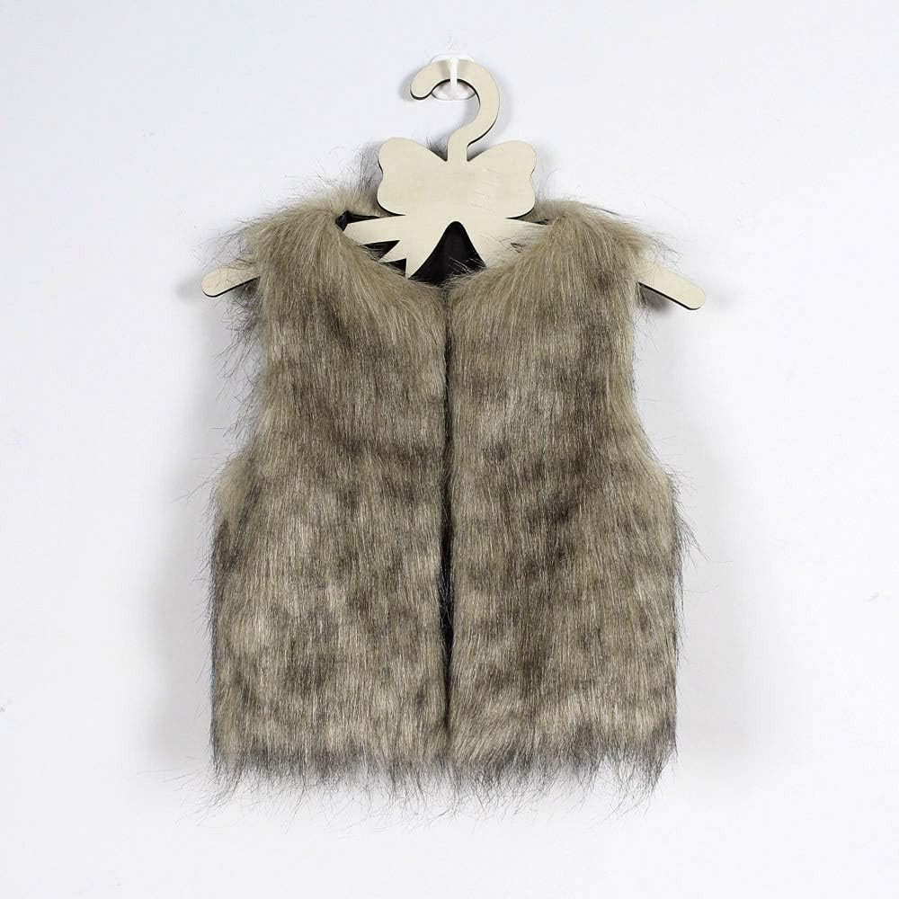 Baby Girls Faux Fur Vest Coat Kids Autumn Winter Thick Warm Outwear Cute Waistcoat: Clothing
