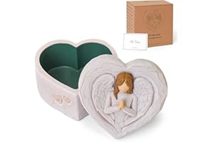 Guardian Angel Figurine, Baptism Gifts for Girls Keepsake Box, Christian Gifts for Women Rosary Box, First Confirmation Gift 