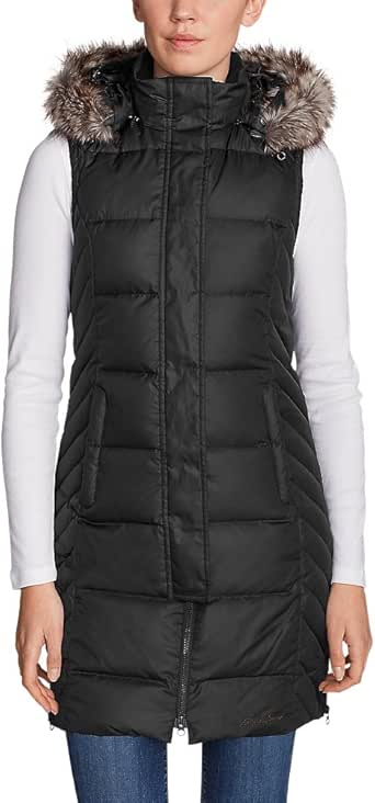 Eddie Bauer Women's Lodge Down Long Vest, Black Regular M at Amazon