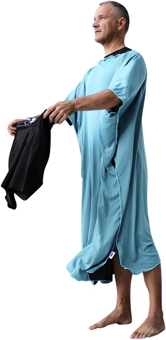 Changing Beach Towel Robe Poncho: Surf and Swim Microfiber Dry Robe - Turquoise