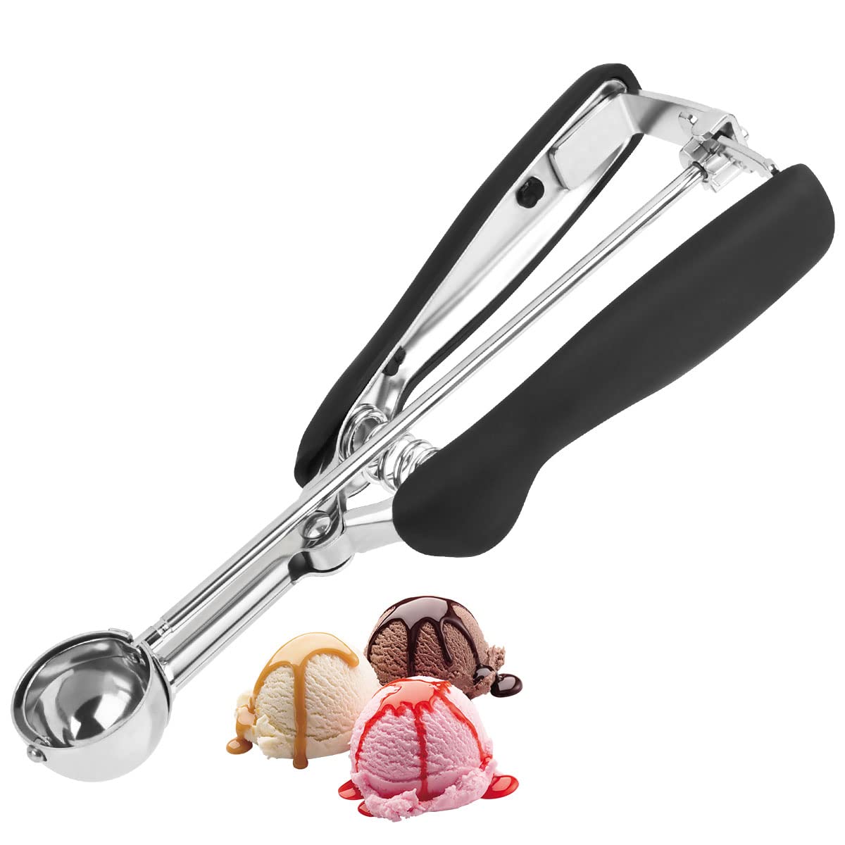 FOCCTS Ice Cream Scoop Stainless Steel Cookie Scoop with Trigger, Used for Fruit, Ice Cream, etc.