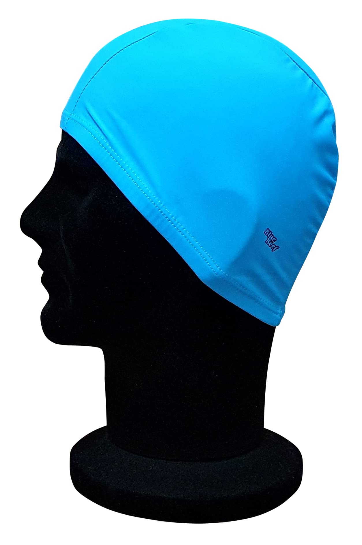 Blue Reef Elasticated Spandex Stretchy Anti Tear Easy Fit Plain Non Waterproof Deluxe Pull On Swimming Hat Swim Cap One Size Suitable For All Ages 3+ Years (Blue)