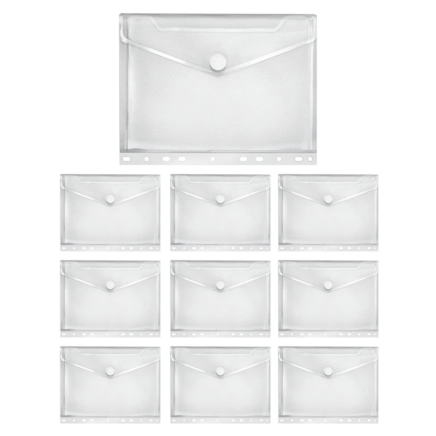 VELOFLEX A534210 Document Wallet Crystal, Pack of 10, DIN A4, Document Wallet with Velcro Fastening, Polypropylene, Transparent