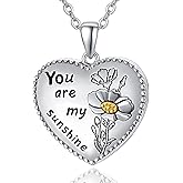 Dreamboat Personalized Heart Locket Necklace for Women 925 Sterling Silver Custom You Are My Sunshine Lockets Pendant That Holds Pictures Photo Keepsake Jewelry Anniversary Birthday Gifts