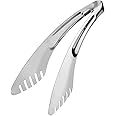 TRUSBER 9-Inch Salad Serving Tongs, 18/8 Stainless Steel Kitchen Cooking Tongs for Pasta Noodles BBQ Buffet | Dishwasher Safe |