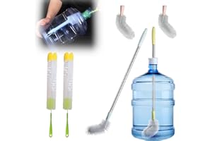 KEHAIL 6 PCS 28" Extra Long Handle Bucket Brush, 3 & 5 Gallon Water Bottle Cleaning Brush, Flex Head, Stainless Steel Handle Bendable Replaceable Brush Head (2 Brush Heads+2 28“ Brush+2 18” Brush)