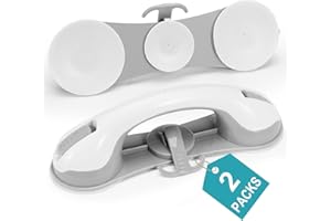 KVANT Grab Bars for Shower, 12 Inch Shower Handle 3 Strong Suction Cup Grab Bar with Hook, Safety Bars for Shower Chair Stool, Bathroom Grab Bar for Seniors, Elderly, Handicap (2 Pack)