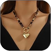 ZDPIQ Scarf Necklace with Charm Bohemian Leopard Necklace Dainty Gold Heart Rhinestone Bandana Choker Fashion Jewelry Gift for Beach Vacations Weddings