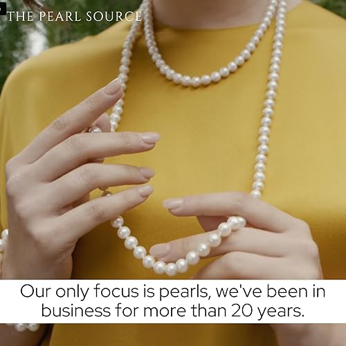 The Pearl Source 14K Gold Round White Akoya Cultured Pearl