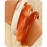 BEARJIA Colorful Acrylic Resin Bangle Bracelet Wristbands Stackable Acrylic Women's Bracelet Vintage Geometric Colorful Round Bangle Bracelet Jewelry for Women