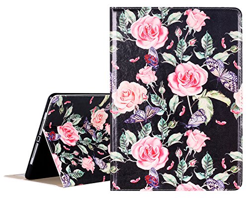 New ipad 2017 9.7 inch case, lontect floral design pu leather fol…